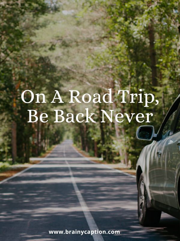 Funny Captions About Driving- On a road trip, be back never.