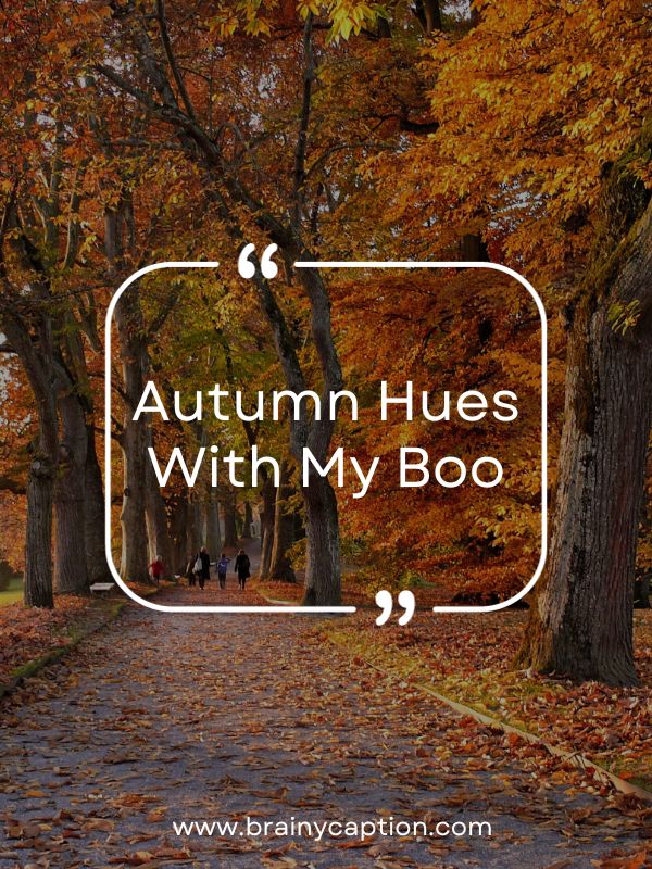 Funny Fall Captions And Puns- Autumn hues with my boo.