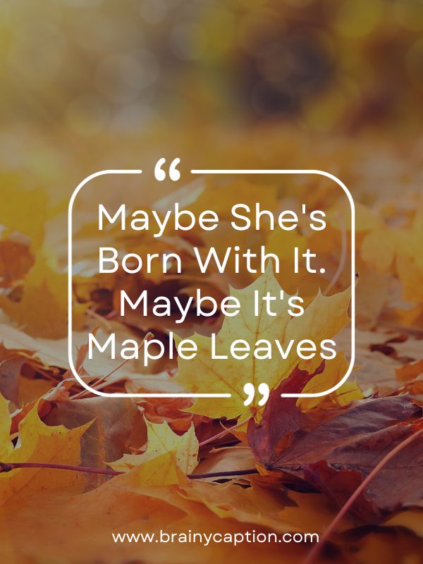 Funny Fall Captions- Maybe she's born with it. Maybe it's maple leaves.