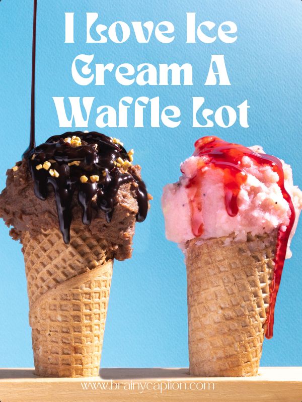 Ice Cream Captions For Instagram- I love ice cream a waffle lot.