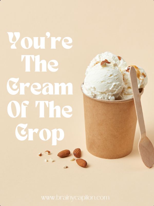Ice Cream Quotes And Captions- You’re the cream of the crop.