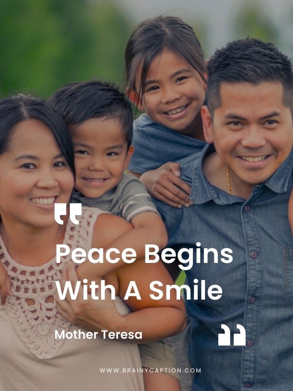 Global Family Day Quotes- Peace begins with a smile