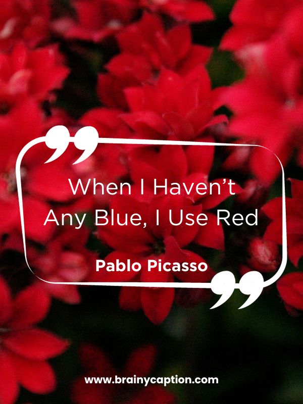 Inspirational Red Quotes About Happiness- When I Haven’t Any Blue, I Use Red 