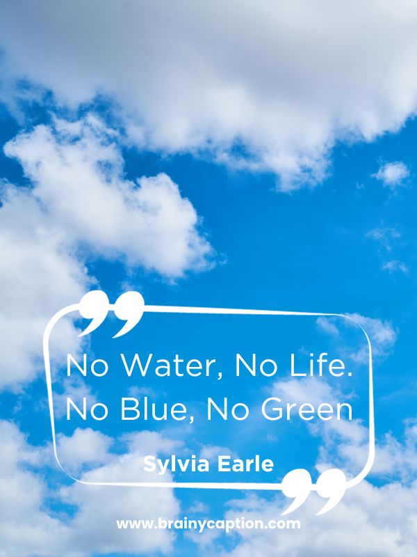 Inspiring Blue Color Quotes- No water, no life. No blue, no green.