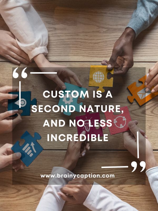 Quotes Reflecting Cultural Richness- Custom Is A Second Nature, And No Less Incredible